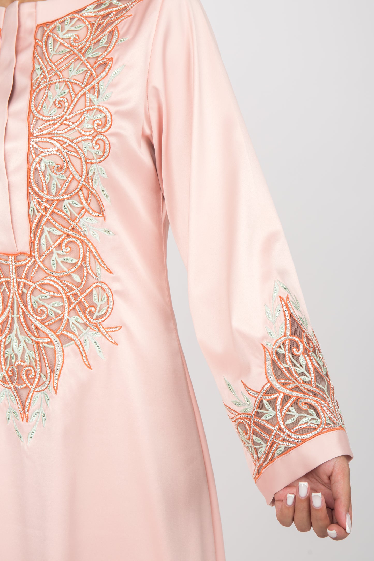 Eid dress kandoora جلابية Jellabiya silk maxi dress celebration embroidered