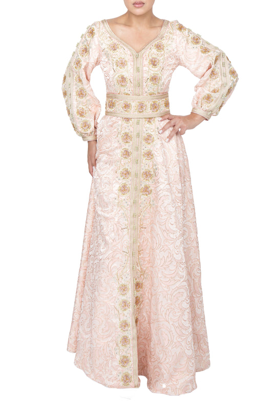 pink Eid dress kandoora جلابية Jellabiya jalabiya celebration embroidered dress جلابية مغربية