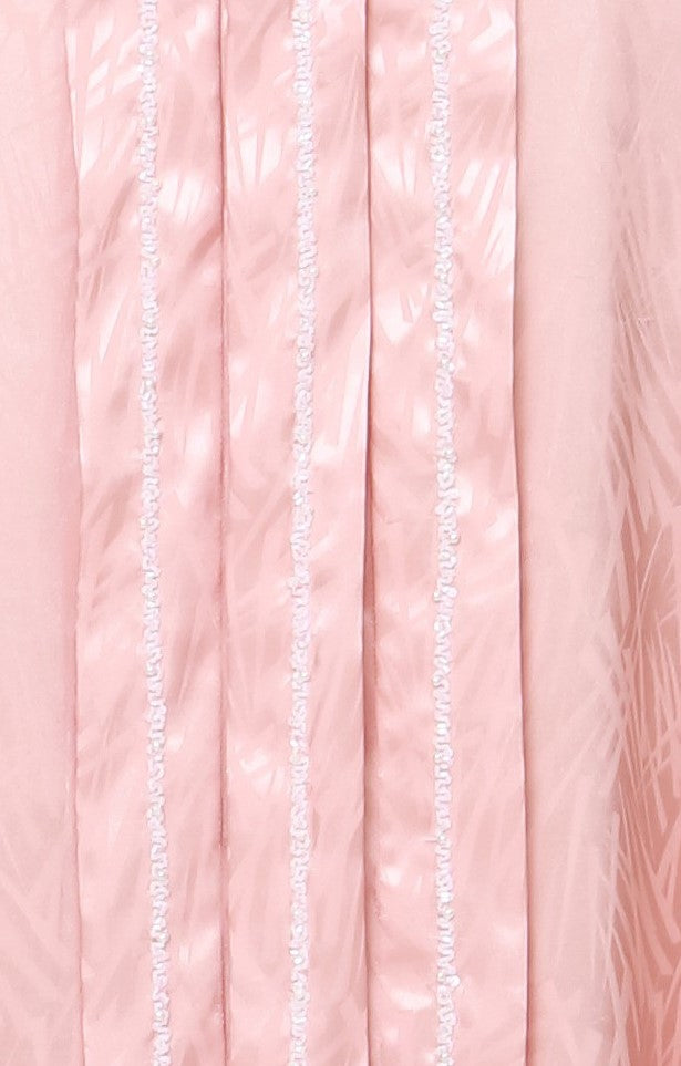 Stunning pink silk dress with pleated front detailing and playful puff sleeves