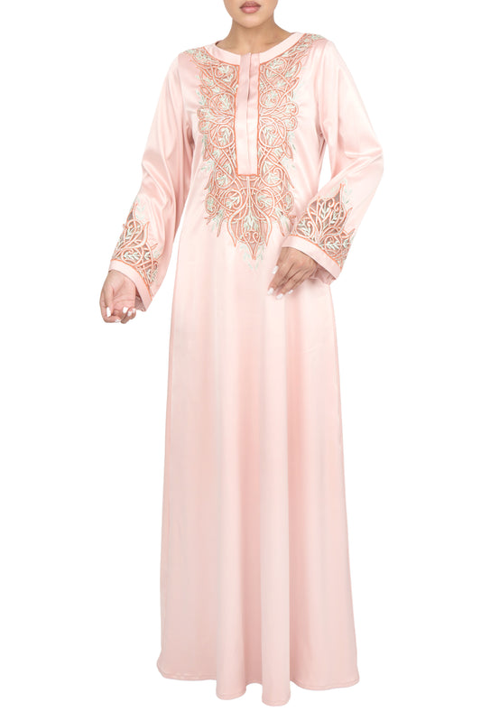 Eid dress kandoora جلابية Jellabiya silk maxi dress celebration embroidered