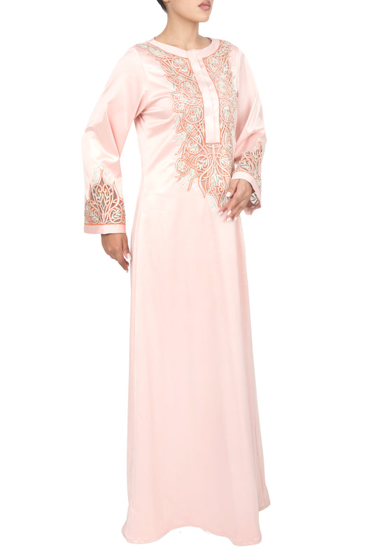 Eid dress kandoora جلابية Jellabiya silk maxi dress celebration embroidered